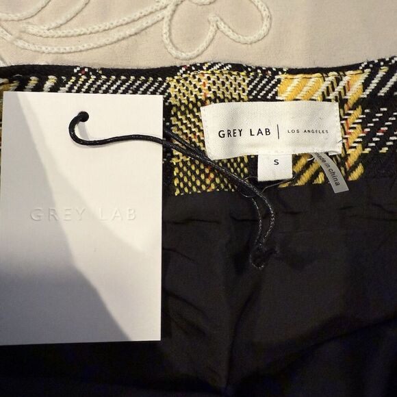Grey Lab Size Small Plaid Mini Skirt Yellow Black High Waist Preppy Clueless - Picture 5 of 8